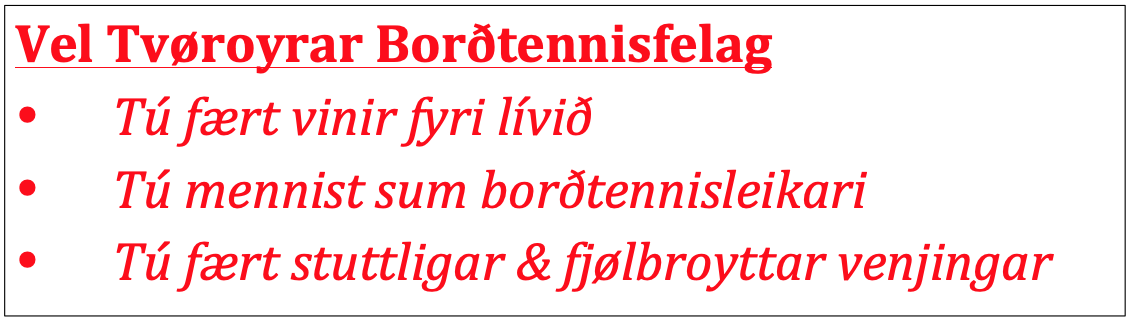 TBF-slagorð a_ Føroyskum